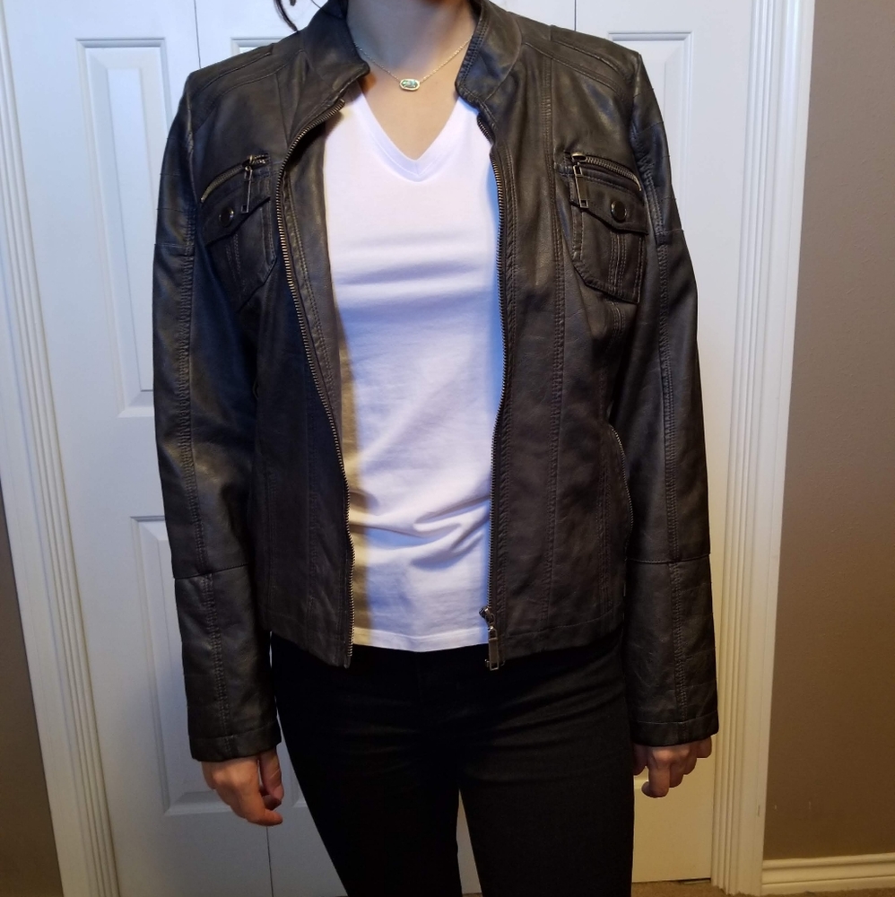 Dark grey faux leather jacket